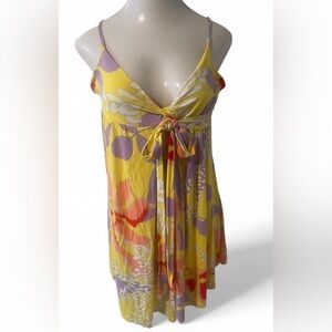 United Colors Of Benetton Yellow and Purple Floral Camisole dress S